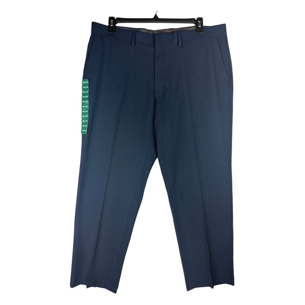 Haggar Mens Performance Comfort Straight Fit Stretch Pants Blue 40x30 NEW‎